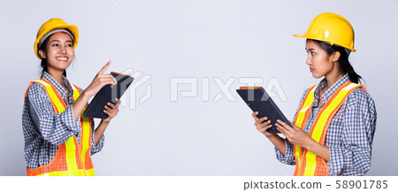 Architect Engineer women in hard hat, safety vast 58901785