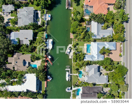 Aerial top view of luxury villas in Bay Island 58903044