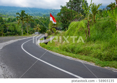 Indonesia, Bali, Mountain Road, National Flag 58903135