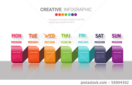 weekly planner, Timeline business for 7 day, Presentation business can be used for Business concept with 7 options, steps or processes.  58904302