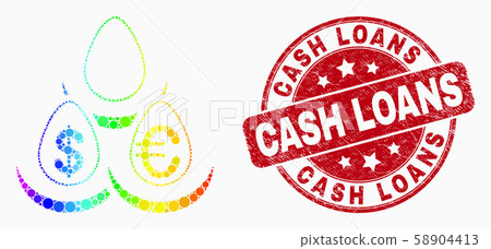Vector Spectral Dotted Currency Deposit Eggs Icon and Grunge Cash Loans Stamp 58904413