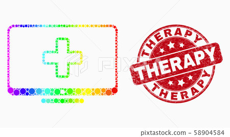 Vector Bright Pixel Computer Medicine Icon and Scratched Therapy Seal Vector Bright Pixel Computer Medicine Icon and Scratched Therapy Seal 58904584