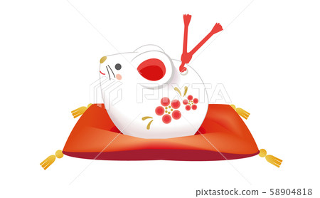 Mouse figurine on red cushion - Stock Illustration [58904818] - PIXTA