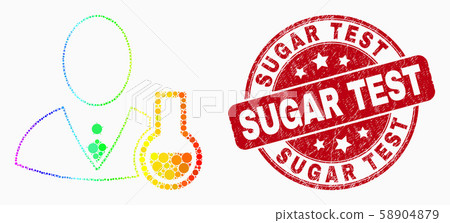 Vector Bright Pixelated Chemical Scientist Icon and Grunge Sugar Test Seal 58904879