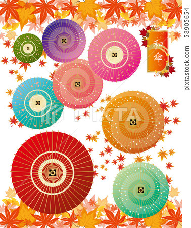 Autumn leaves: Maple Japanese umbrella Umbrella Colorful fallen leaves Frame Japanese style Japanese pattern Japanese decorative frame Japan Autumn Autumn leaves: Maple Japanese umbrella Umbrella Colorful fallen leaves Frame Japanese style Japanese pattern Japanese decorative frame Japan Autumn 58905654