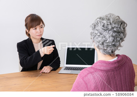 Women and seniors in angry suits 58906084