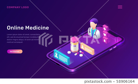 Online medicine isometric concept, telemedicine 58906164