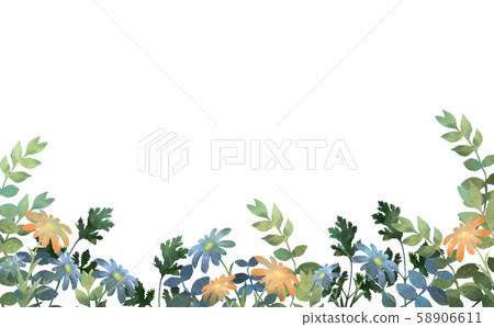 Watercolor flowers and green illustrations 58906611