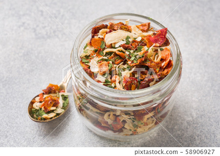 Dried spices, sun-dried tomatoes, dried carrots, 58906927