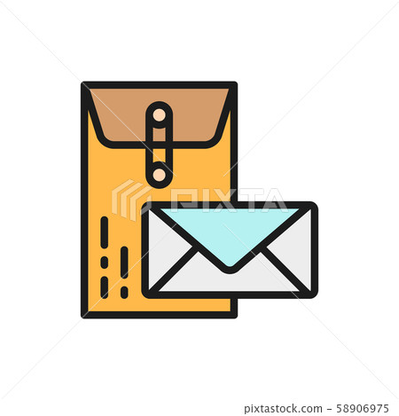 Large and small envelopes, post, business letters flat color icon. Large and small envelopes, post, business letters flat color icon. 58906975