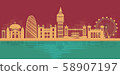 London, England With views of famous landmarks and world-class cities, tourism poster illustrations Paper cutting,Panorama of top world famous landmark of London - vector 58907197