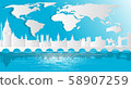 England, United Kingdom,Great Britain  With views of famous landmarks and world-class cities, tourism poster illustrations Paper cutting,Panorama of top world famous landmark of London - vector 58907259