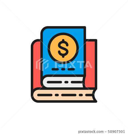 Financial books, business literature flat color icon. 58907301