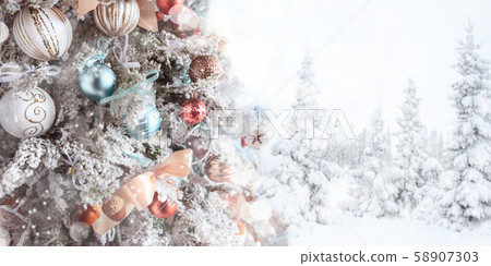 Christmas white tree decoration with Christmas 58907303