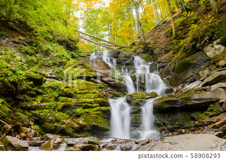 wonderful mountain waterfall cascade falls. aerial view. Shipot waterfall wonderful mountain waterfall cascade falls. aerial view. Shipot waterfall 58908293
