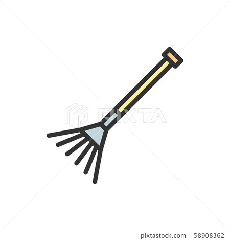 Rake flat color line icon. Isolated on white background 58908362