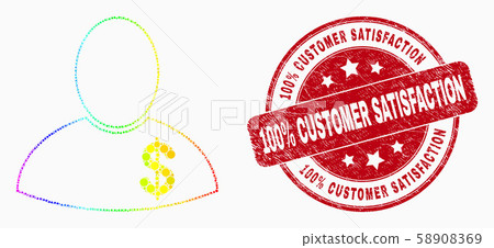 Vector Rainbow Colored Dot Banker Icon and Scratched 100 Percent Customer Satisfaction Seal Vector Rainbow Colored Dot Banker Icon and Scratched 100 Percent Customer Satisfaction Seal 58908369