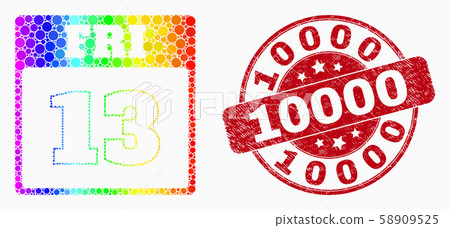 Vector Spectral Pixelated 13Th Friday Calendar Page Icon and Distress 10000 Watermark Vector Spectral Pixelated 13Th Friday Calendar Page Icon and Distress 10000 Watermark 58909525