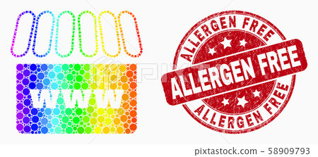 Vector Bright Pixelated Webshop Icon and Distress Allergen Free Stamp 58909793
