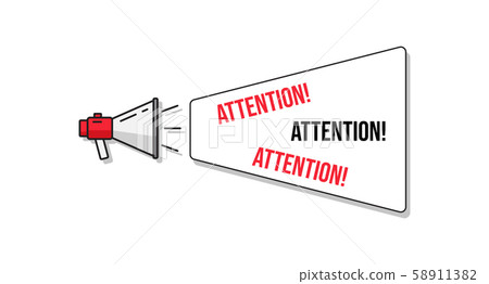 White Loud speaker with important message bubble White Loud speaker with important message bubble 58911382