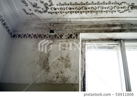 Rain water leaks on the ceiling causing damage, 58911806