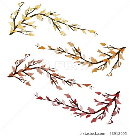 Sketch branch with autumn leaves for celebration decoration design. Colorful vector illustration Sketch branch with autumn leaves for celebration decoration design. Colorful vector illustration 58912995