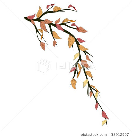 Sketch branch with autumn leaves for celebration decoration design. Colorful vector illustration Sketch branch with autumn leaves for celebration decoration design. Colorful vector illustration 58912997