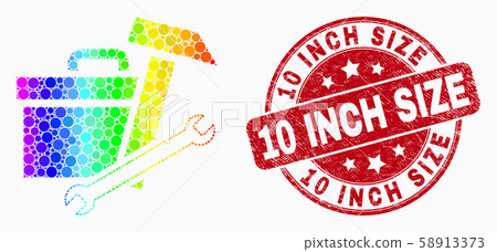 Vector Spectrum Dot Toolbox Icon and Grunge 10 Inch Size Seal 58913373