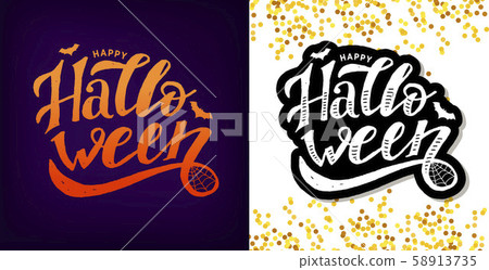 Happy Halloween lettering Calligraphy Brush Text 58913735