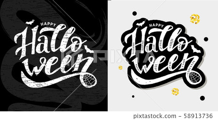 Happy Halloween lettering Calligraphy Brush Text Happy Halloween lettering Calligraphy Brush Text 58913736