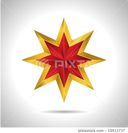 Gold red star vector illustration 3D art symbol Gold red star vector illustration 3D art symbol 58913737