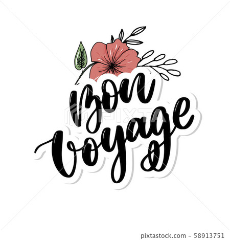 Hand drawn vector lettering. Bon voyage word by 58913751