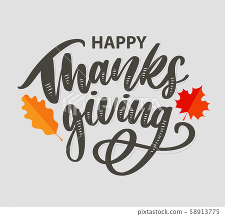 Happy thanksgiving brush hand lettering, isolated - Stock Illustration ...
