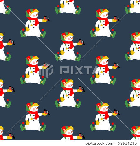 Snowman in christmas costume seamless pattern Snowman in christmas costume seamless pattern 58914289