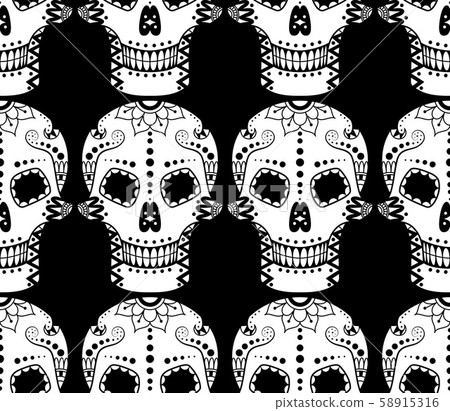 Vector seamless pattern of white sugar skull - Stock Illustration ...