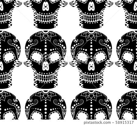 Vector seamless pattern of black sugar skull - Stock Illustration ...