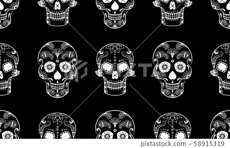 Vector seamless pattern of white sugar skull - Stock Illustration ...