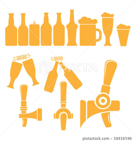 vector beer icons set isolated on white... - Stock Illustration ...