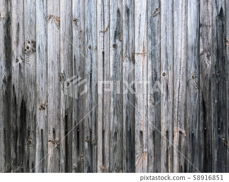 Brushed wooden grunge cracked texture for horizontal background, element of a street board. Old rustic fence made of planks. 58916851