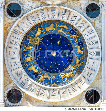 Ancient clock Torre dell'Orologio with Zodiac 58916899