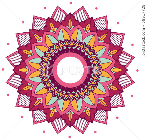 Mandala pattern design in pink and yellow 58917729