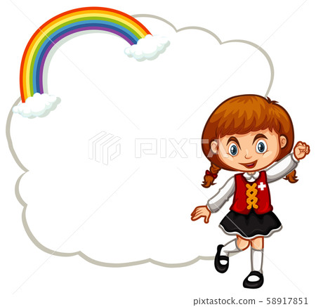 Happy girl and cloud frame Happy girl and cloud frame 58917851