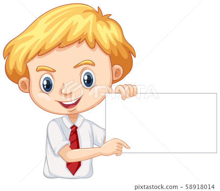 One happy boy with blank board - Stock Illustration [58918014] - PIXTA
