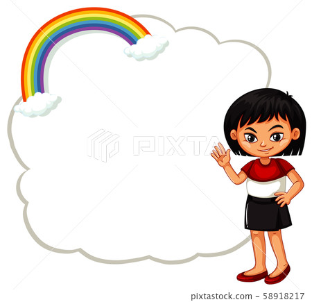 Happy girl with cloud sign 58918217
