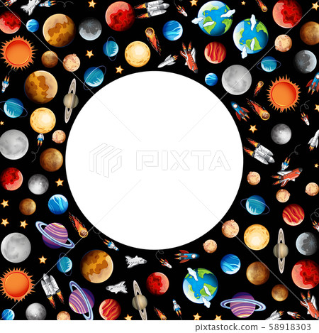 Frame design with planets in space Frame design with planets in space 58918303