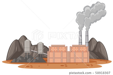Factory building with smoke coming out Factory building with smoke coming out 58918307
