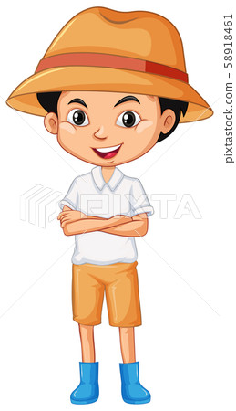 One happy boy with brown hat 58918461