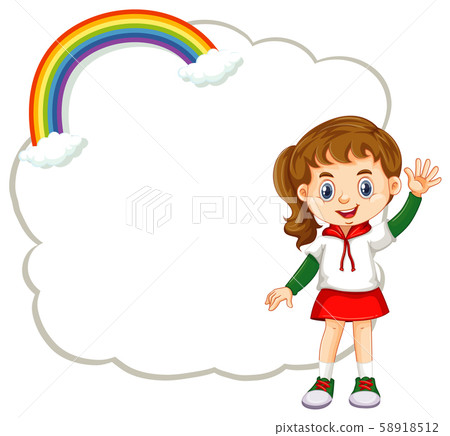 Happy girl and cloud banner Happy girl and cloud banner 58918512