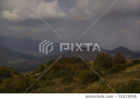 Kakheti landscape, view of the Alazani Valley in autumn, Georgia 58919006