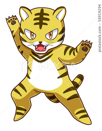 A tiger character with a cool fighting pose 58919294